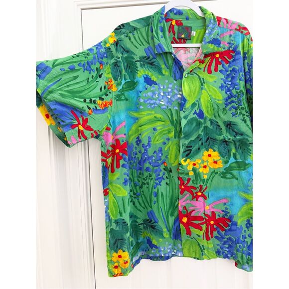 Jams World Multicolor Sea Flower Button Down Hawaiian Retro Shirt XL - Picture 2 of 7